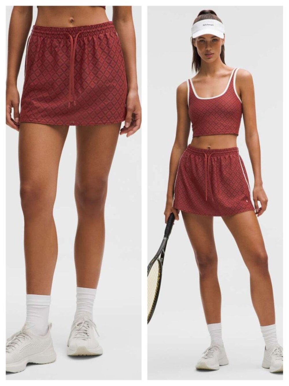 Lululemon Textured Mesh High-Rise Tennis Skirt Sz XL Rockwood / Light Ivory